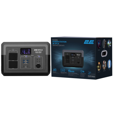 Портативна електростанція 2Е Syla, 1500 Вт, 1280 Вт/год, WiFi/BT, паралельне підключення, швидка зарядка